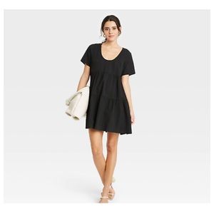 A New Day Womens Flutter Short Sleeve Tired Dress